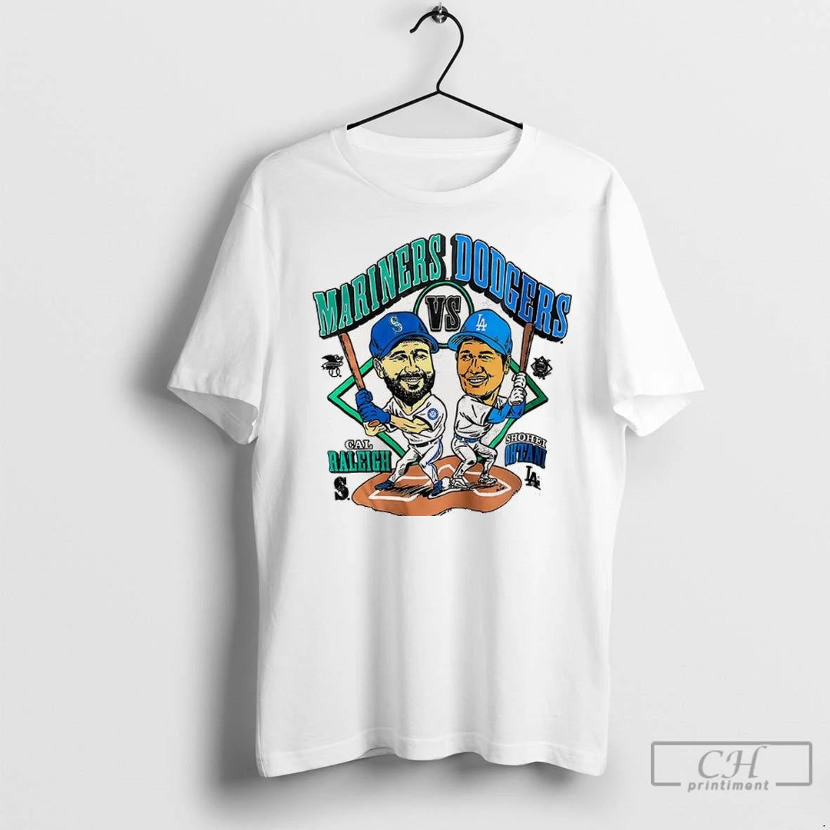 Mariners Cal Raleigh Vs Dodgers Shohei Ohtani Cartoon T Shirts