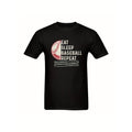 " Baseball Fanatic 'EAT SLEEP BASEBALL REPEAT' Classic Tan Baseball & Dark Bat Bold White Text Black Background Sports Lovers & Relaxed Made Usa