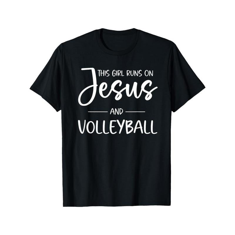 Breathable Cotton Volleyball & Jesus Casual Round Neck Short Sleeve Summer Made Usa