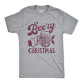 Beery Funny Xmas Beer Brew Funny Cool Soft Casual Menswear Funny Beer Short Sleeve Novelty Guys Light Grey