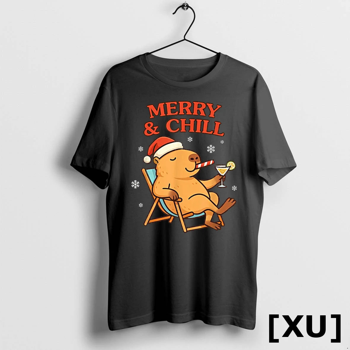 Merry And Chill Capybara Christmas Humor Holiday Vacation Tshirts Sweater