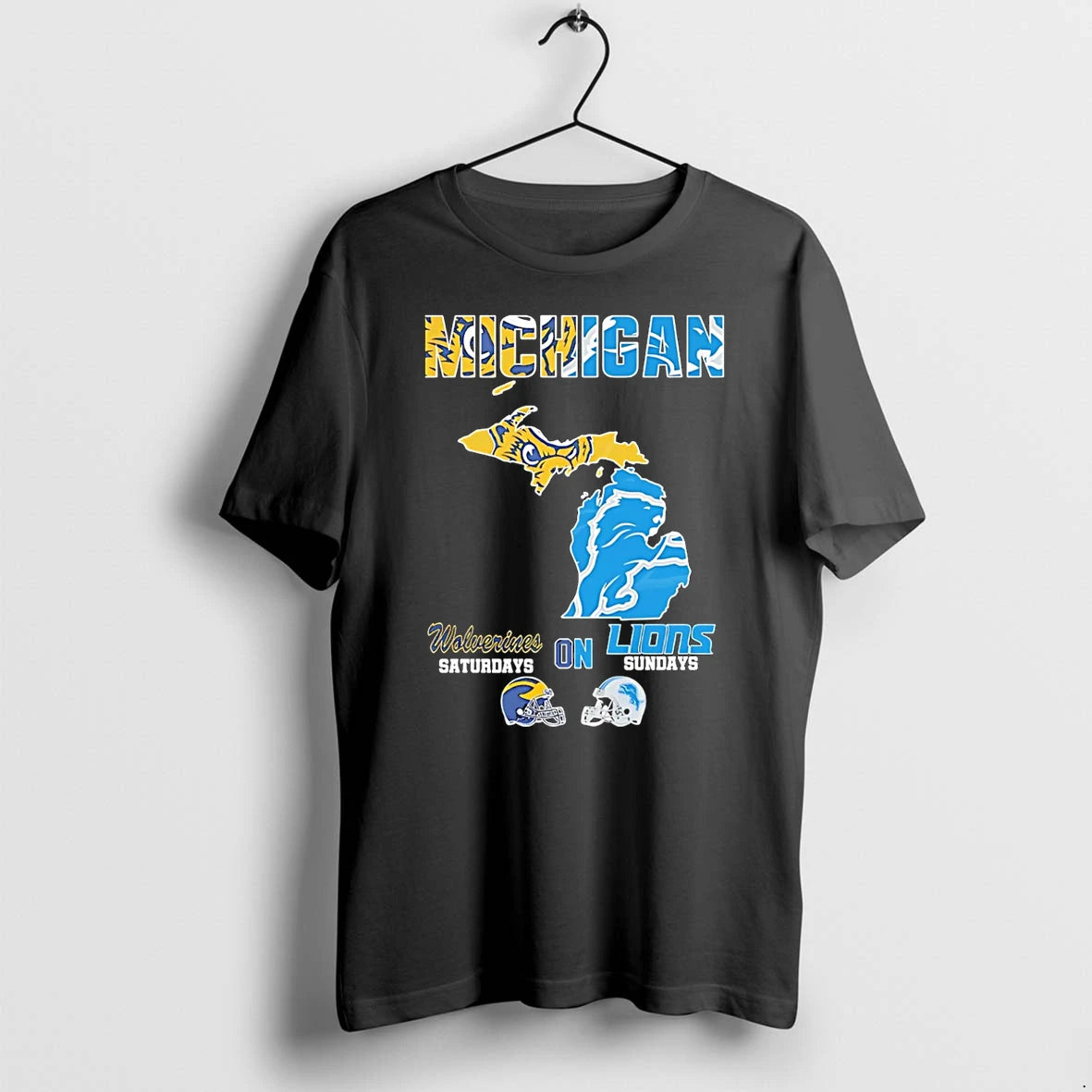 Michigan Wolverines On Saturdays Vs Detroit Lions On Sundays Michigan Map Tshirts Sweater