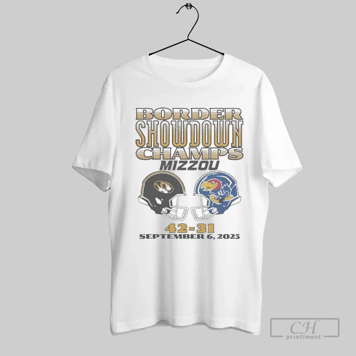Missouri Tigers Vs Kansas Jayhawks Football Border Showdown Champs September 6 2025 42 31 Helmets