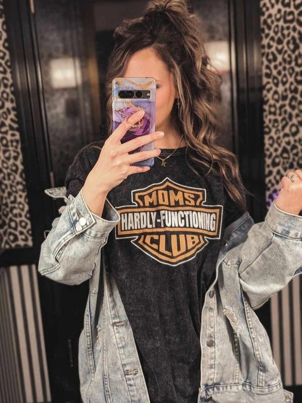 Moms Club Hardly Functioning Shirt Tired Moms Club Bad Moms Club Motorcycle Mom Cool Moms Club Mama Shirt Rocker Mom Badass Mom