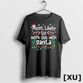 Most Likely To Work Out With Santa Christmas Matching Family Tshirts Sweater