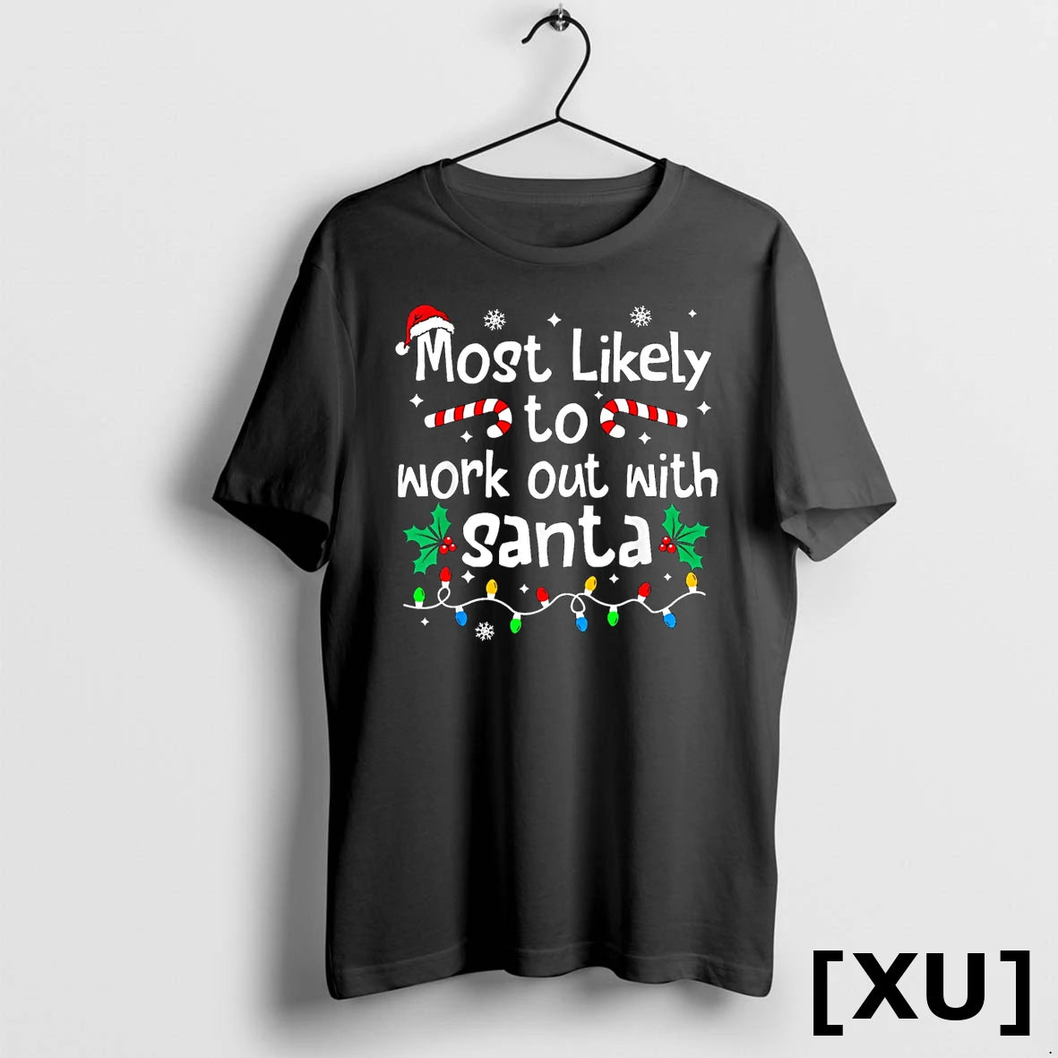 Most Likely To Work Out With Santa Christmas Matching Family Tshirts Sweater