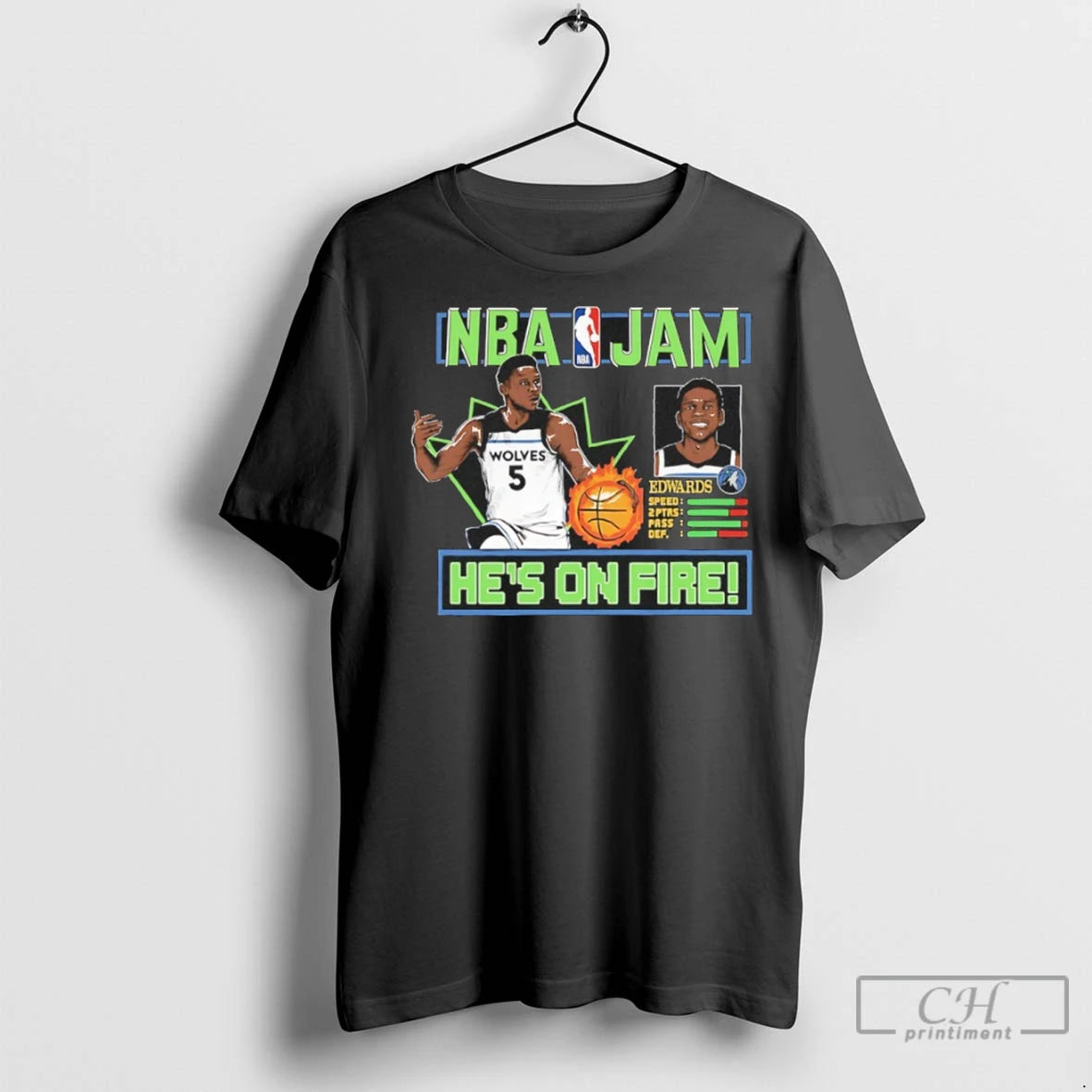 Nba Jam Hes On Fire Anthony Edwards Minnesota Timberwolves T Shirts