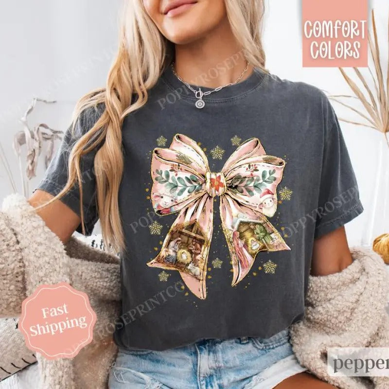 Nativity Bow Shirt Religious