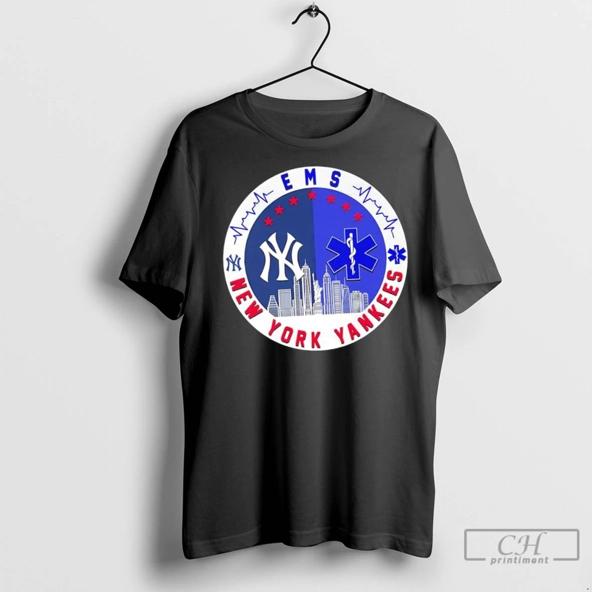 New York Yankees Baseball Heartbeat Ems Skyline T Shirts