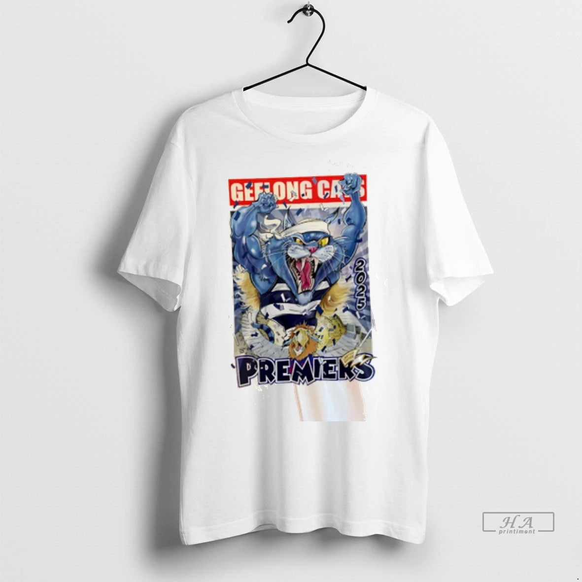 Official Afl Geelong Cats Premier Mascot Cartoon Tshirts Sweater