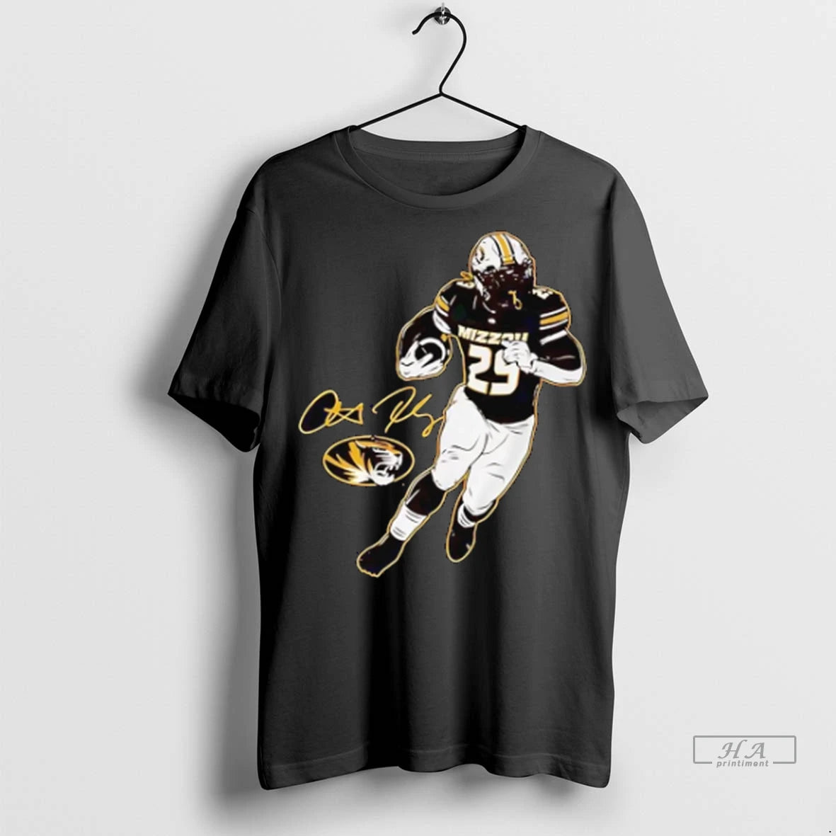 Official Ahmad Hardy Running Pose Signature Missouri Tigers Tshirts Sweater