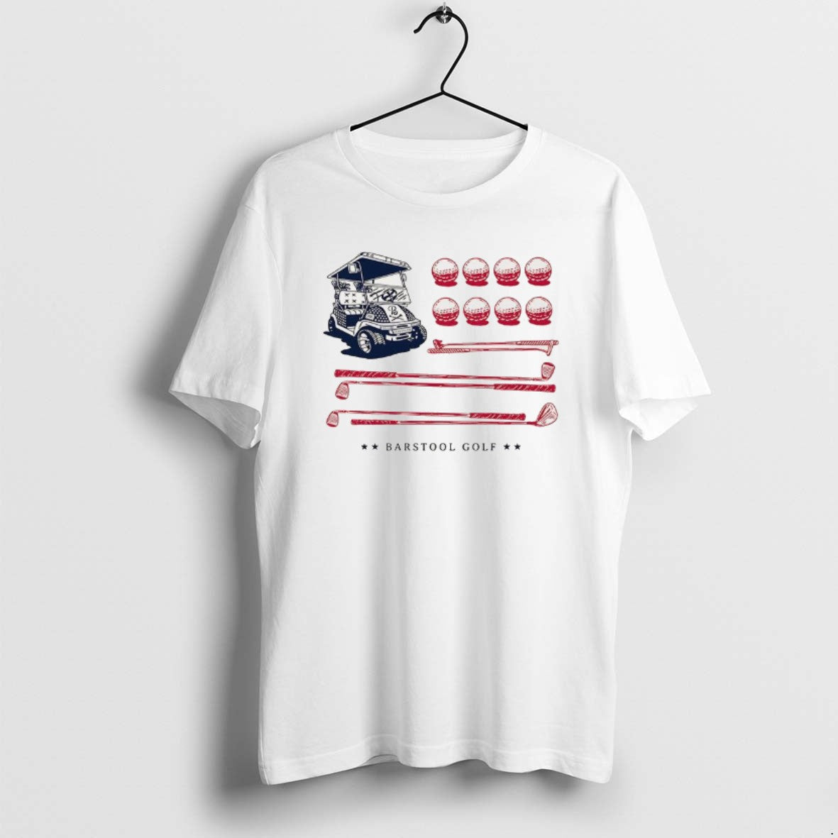 Official Barstool Golf Cart Ball And Club Usa Flag