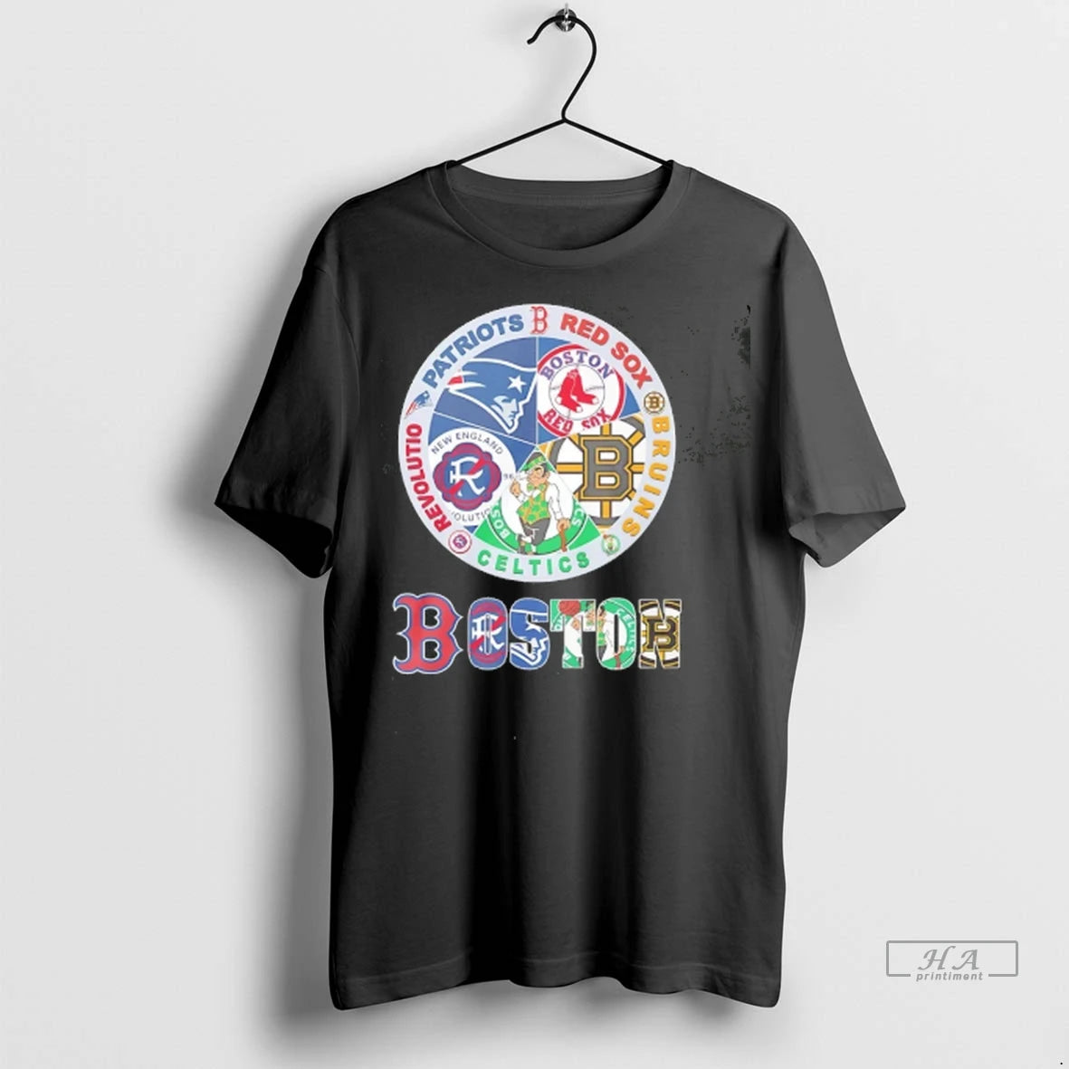Official Boston City Of Champions Patriots Red Sox Bruins Celtics And Revolution Logo Tee Tshirts