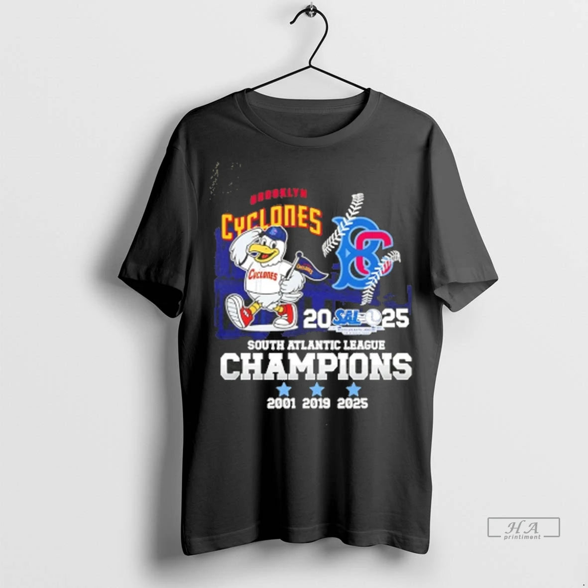 Official Brooklyn Cyclones 2025 South Atlantic League Champions Mascot Tee Tshirts Sweater