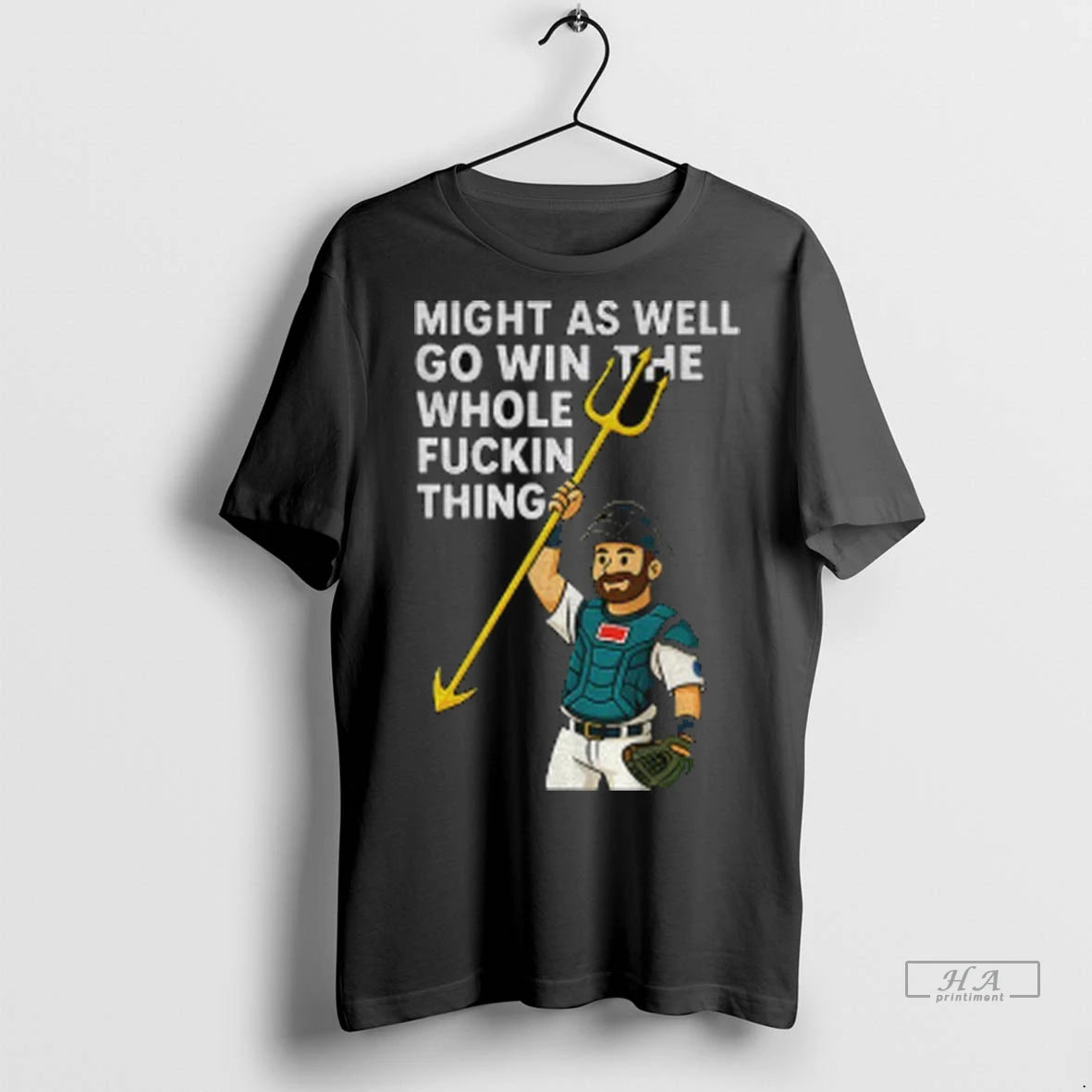 Official Cal Raleigh Cartoon Tridents Up Seattle Mariners Might As Well Go Win The Whole