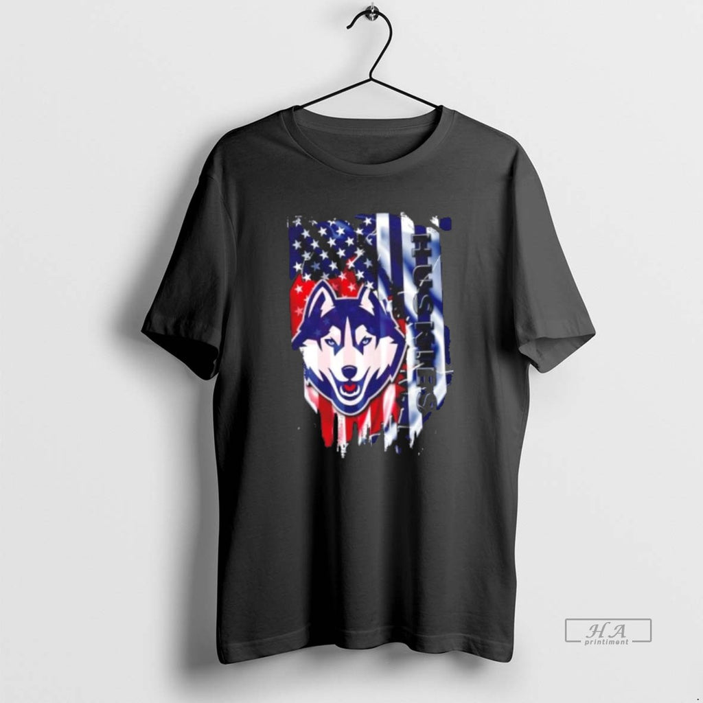 Official Connecticut Huskies Football X American Flag