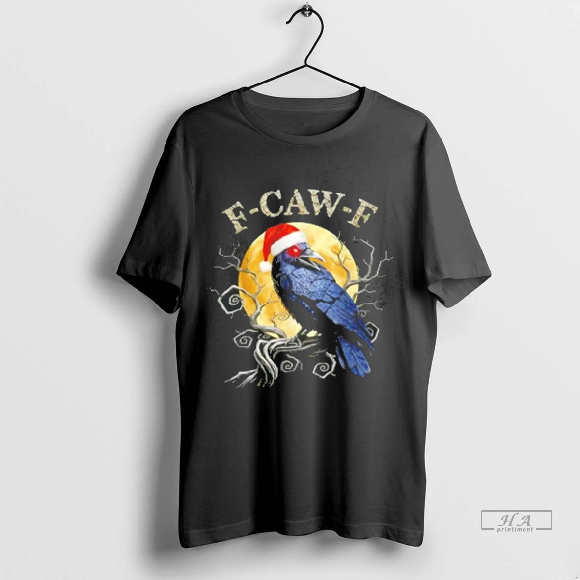 Official Crow F Caw F Black Bird Gothic Christmas Santa Hat Tee Tshirts Sweater