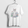 Official Cute Sitting Cat In Floral Garden Watercolor