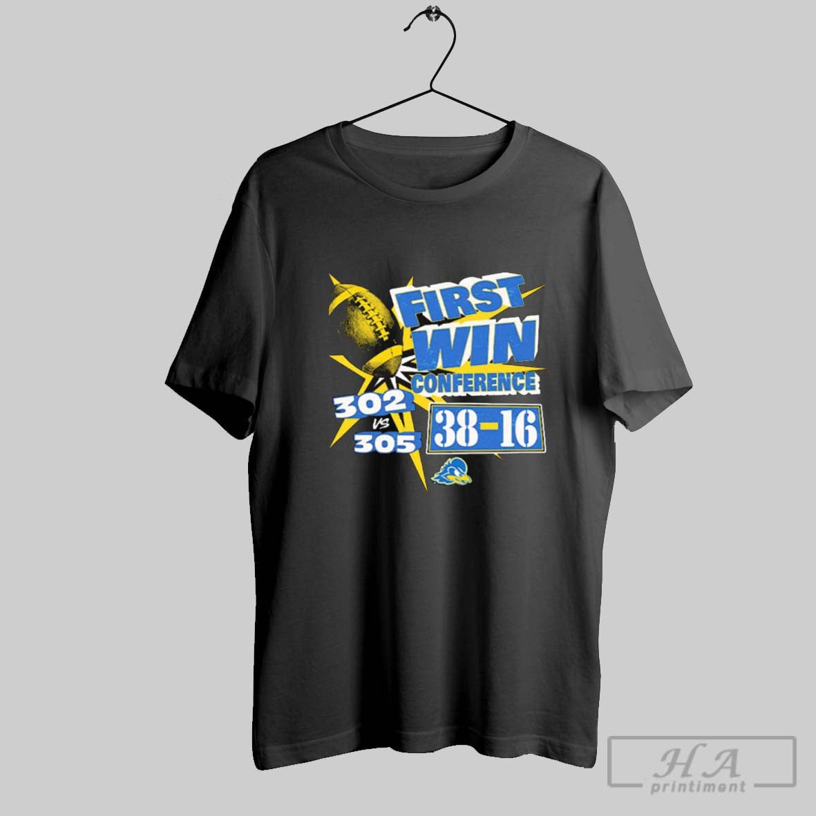 Official Delaware Fightin Blue Hens Ncaa Football First Conference Win 302 Vs 305 38 16