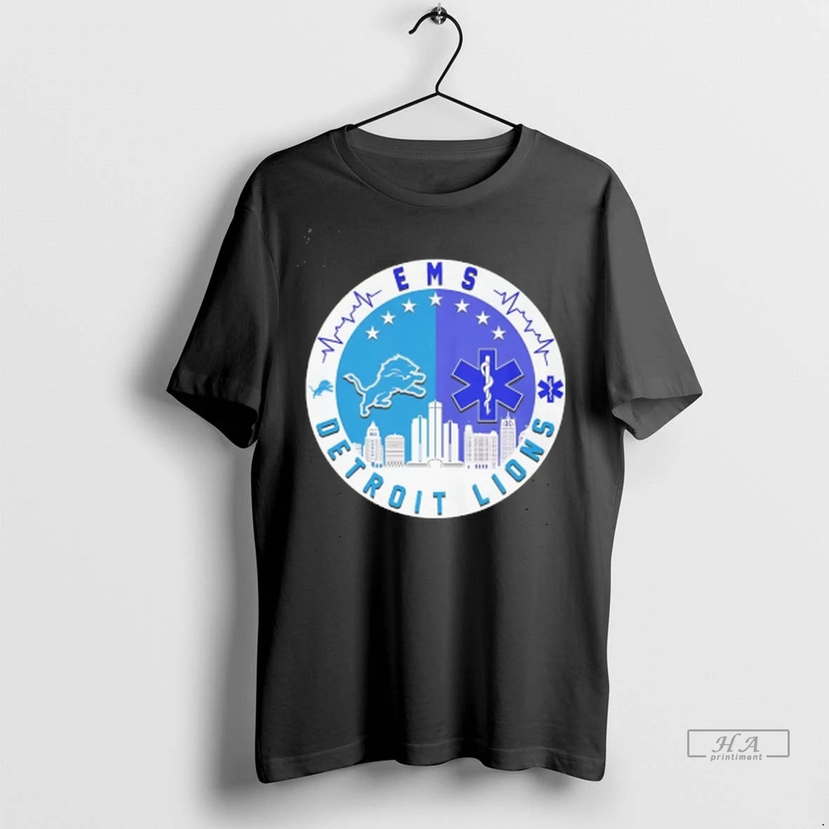 Official Detroit Lions X Star Of Life Ems Skyline Logo Tee Tshirts Sweater