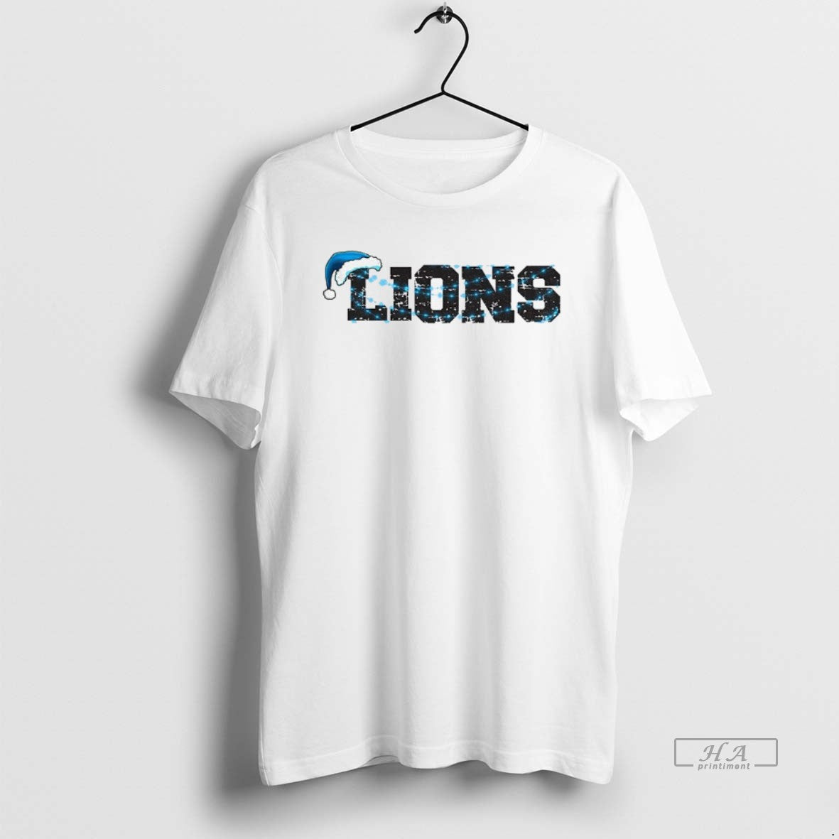 Official Detroit Lions Blue Lights Santa Hat Merry Christmas