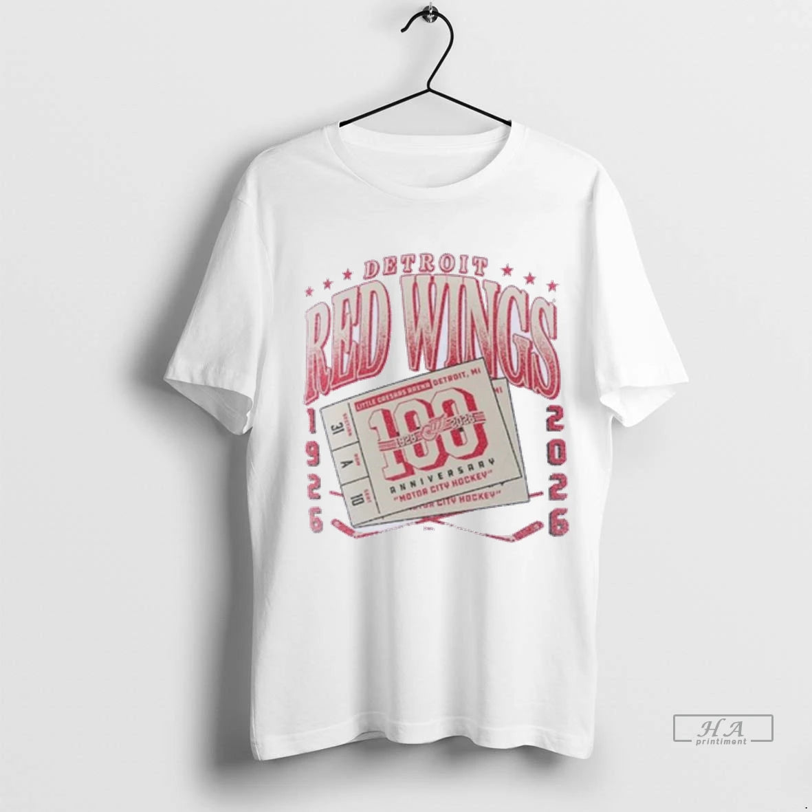 Official Detroit Red Wings 100 Centennial 1926 2026 Logo Tshirts Sweater