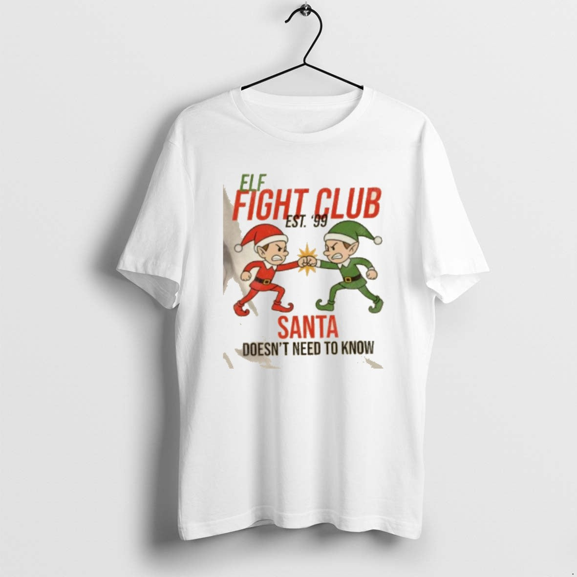 Official Elf Fight Club Santa Doesnt Need To Know Christmas