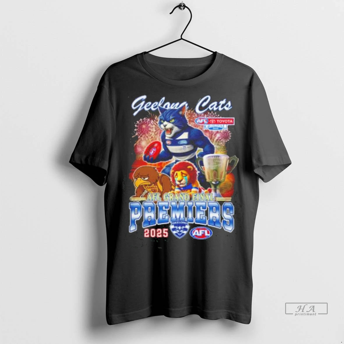Official Geelong Cats 2025 Afl Grand Final Premiers Mascot Tee Tshirts Sweater
