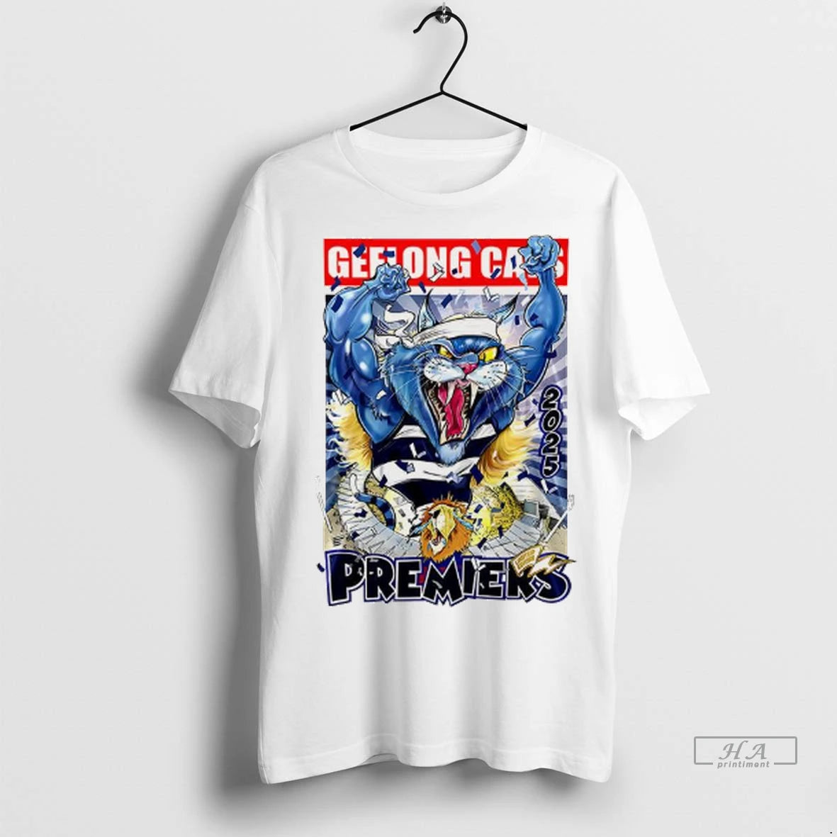 Official Geelong Cats Afl Premiers 2025 Masot Graphic Tshirts Sweater