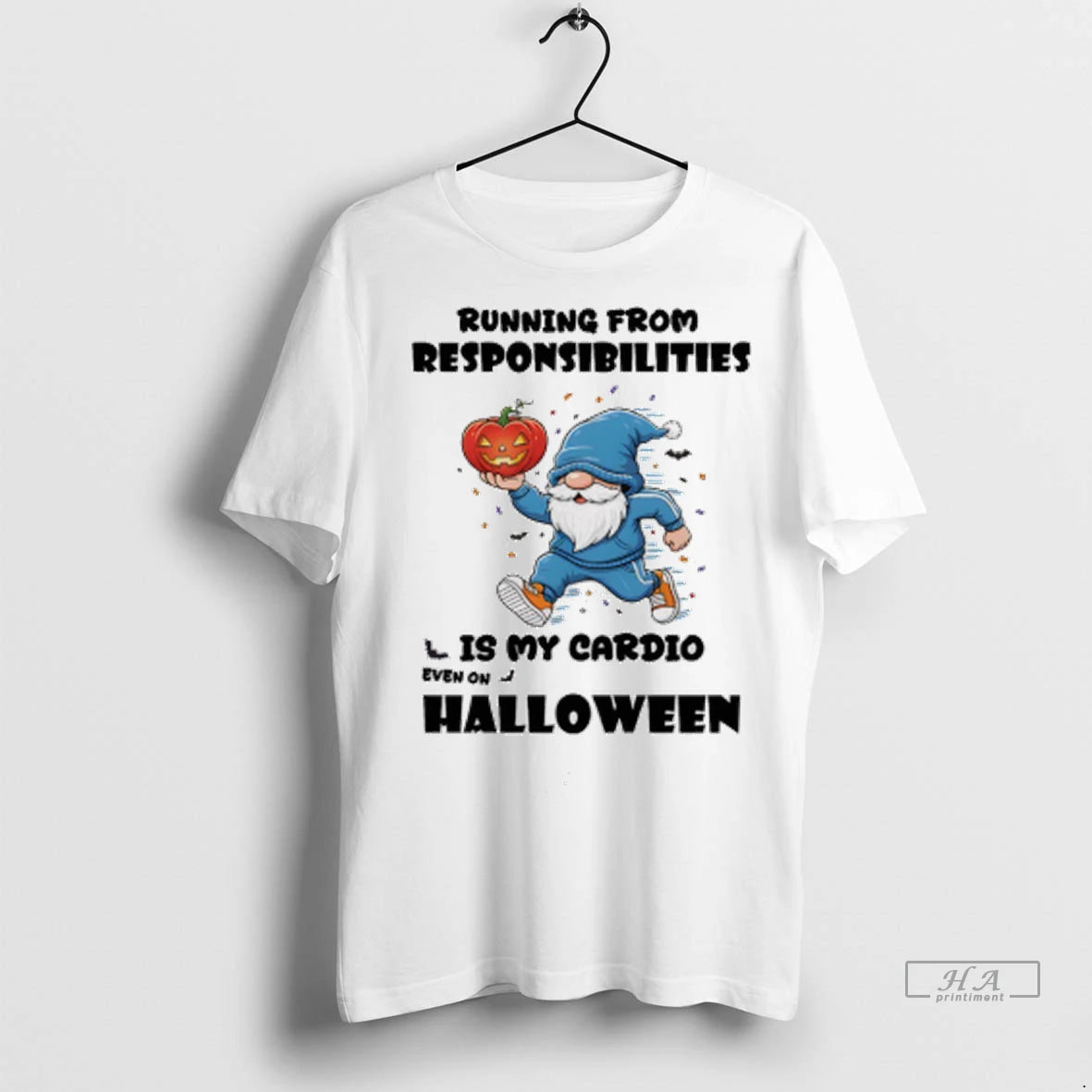 Official Gnome Pumpkin Running From Responsibilities Is My Cardio Even On Halloween Tshirts Sweater