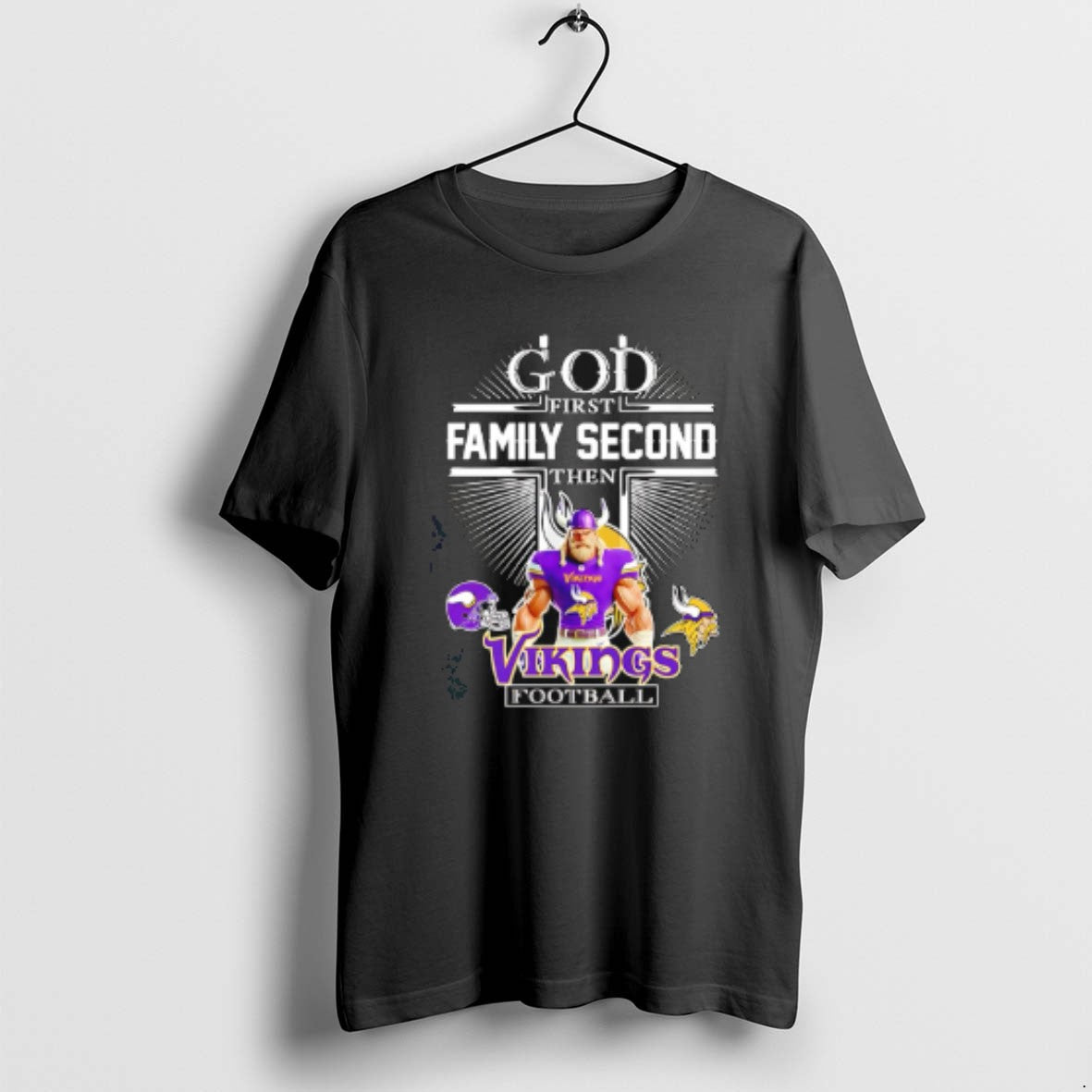 Official God First Family Second Then Minnesota Vikings Football Mascot 2025