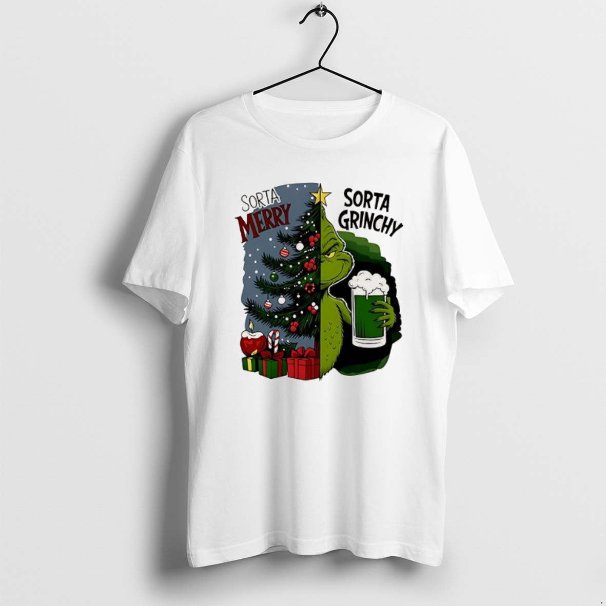 Official Grinch Half Tree Sorta Merry Sorta Grinchy Christmas Holiday