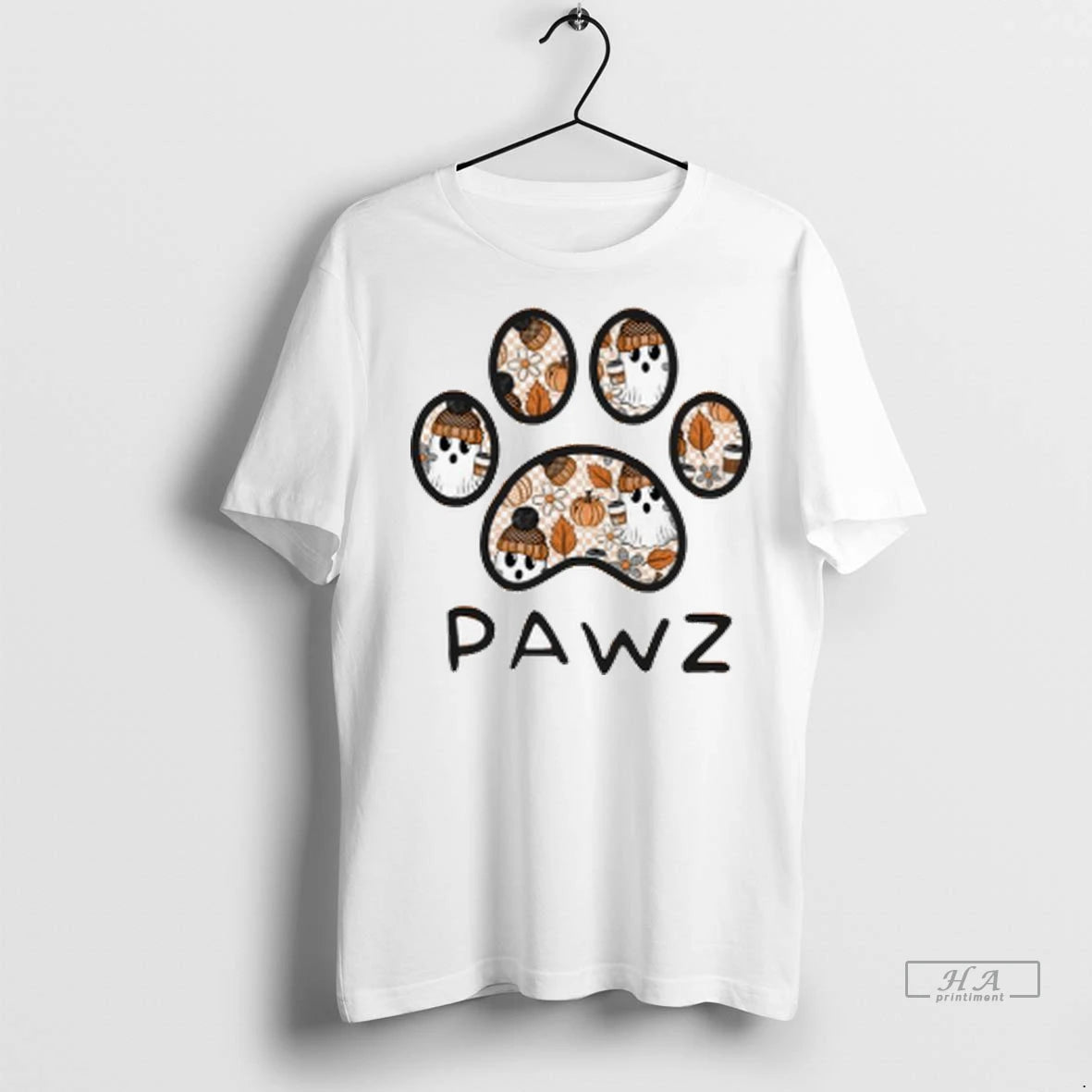 Official Halloween And Autumn Ghosts Pawz Ladies Tshirts Sweater