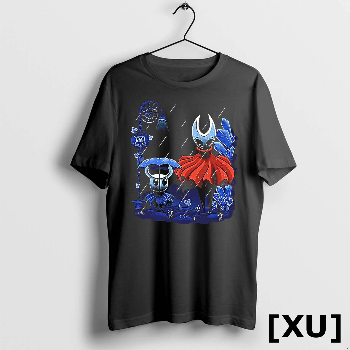 Official Hollow Knight The Knight Hornet Rainy Street Lamp Blue Crystals Video Game Tshirts Sweater