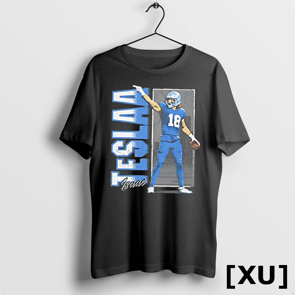 Official Isaac Teslaa Detroit Lions Vertical Name Tshirts Sweater