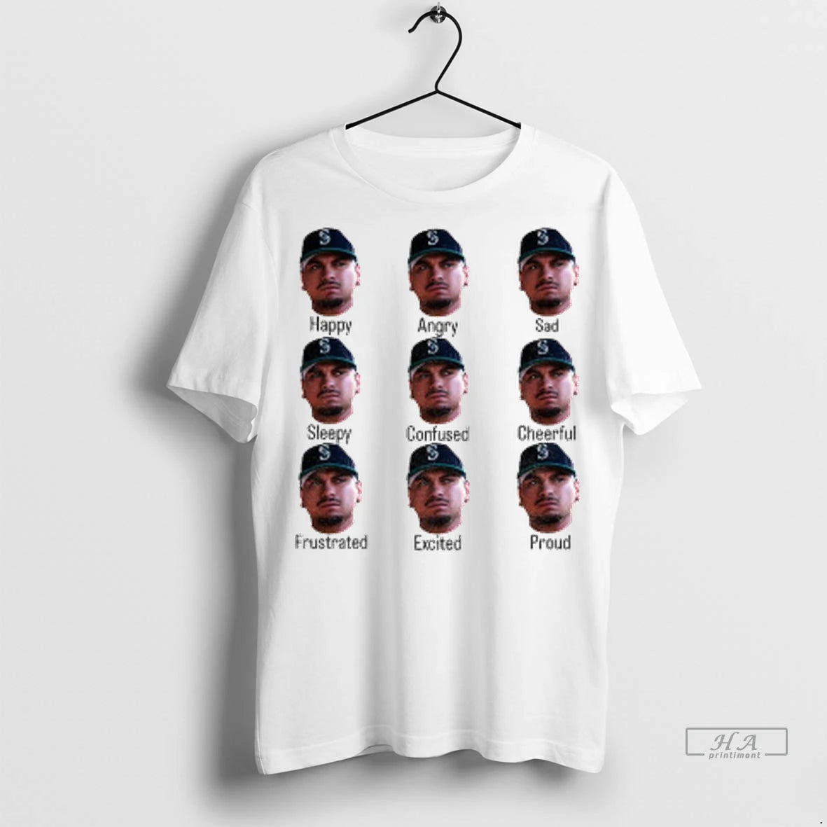 Official Josh Naylor Nine Big Face Seattle Mariners Baseball Expression Happy Angry Sad Mlb Tshirts