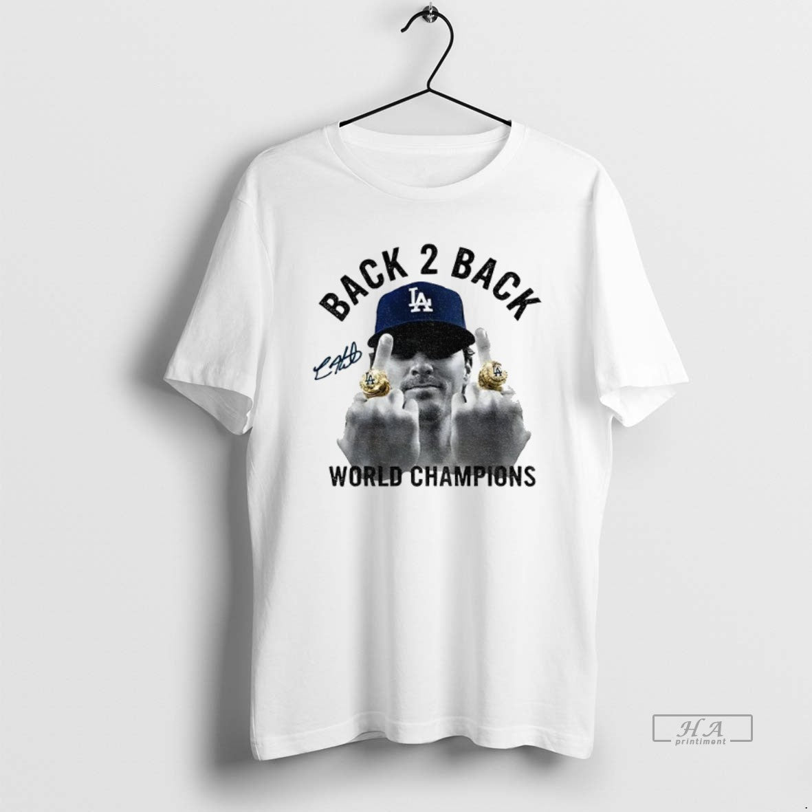 Official Kike Hernandez Middle Finger Back 2 Back World Series Champs 2025 Signature