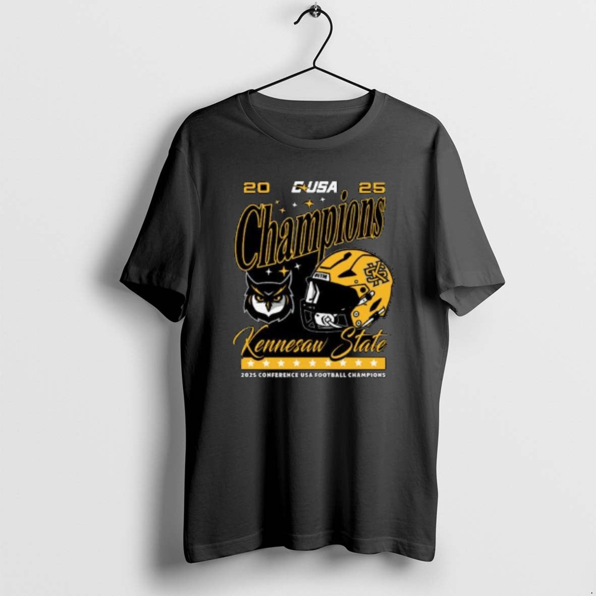 Official Ksu Conference Champions 2025 C Usa Football Owl And Helmel Circle Black