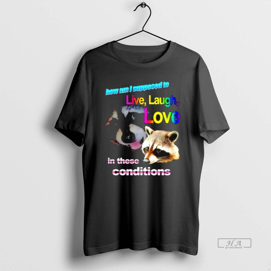 Official Live Laugh Love Raccoon Rainbow Graphic