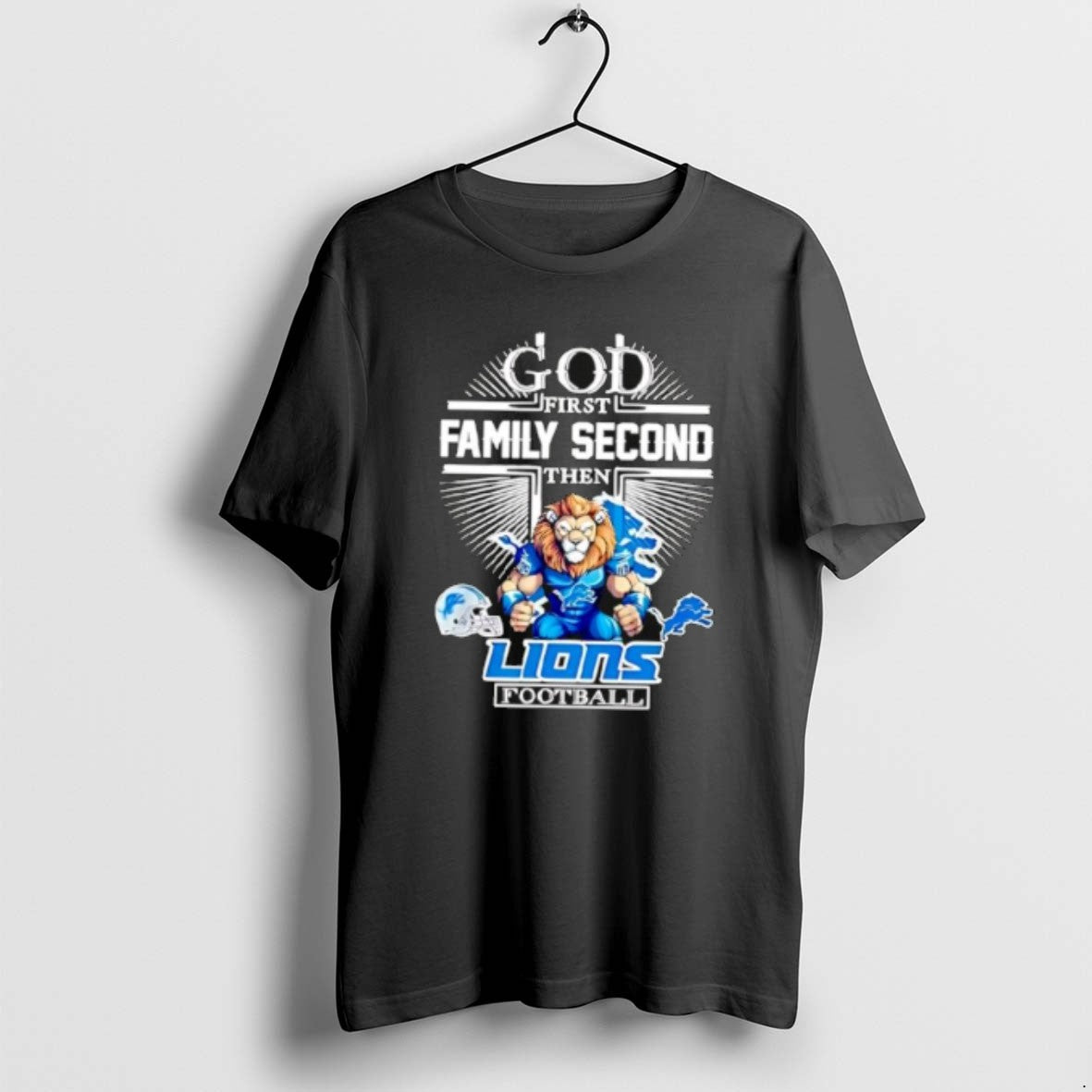Official Mascot Of Detroit Lions God First Family Second Then Football