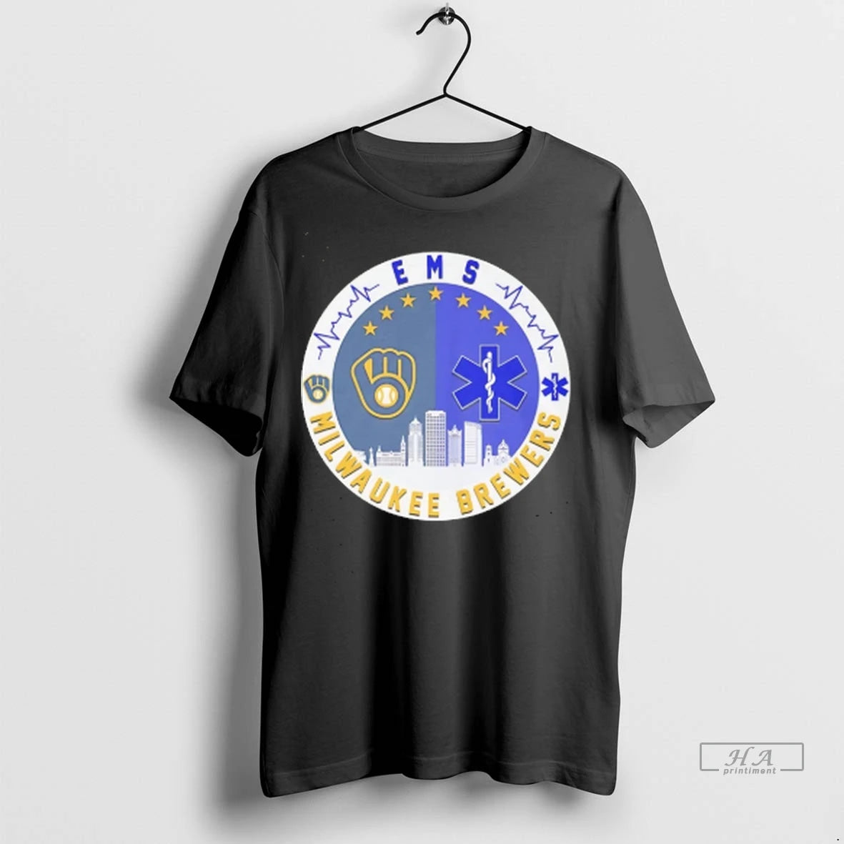 Official Milwaukee Brewers X Star Of Life Ems Skyline Logo Tee Tshirts Sweater