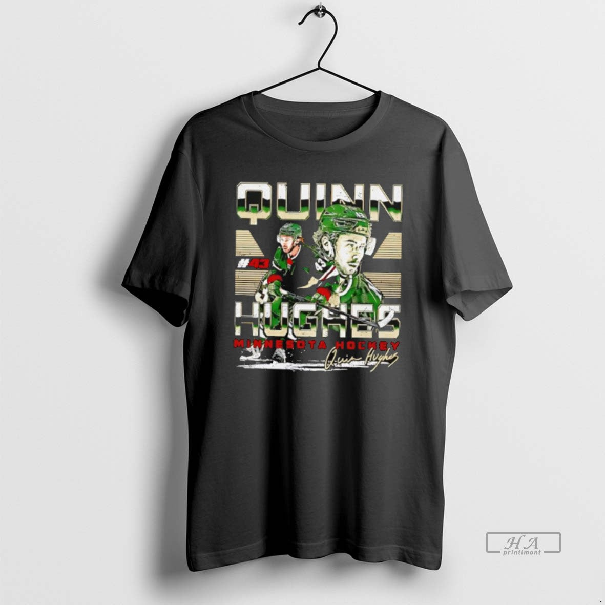 Official Minnesota Wild Hockey Quinn Hughes Graphic