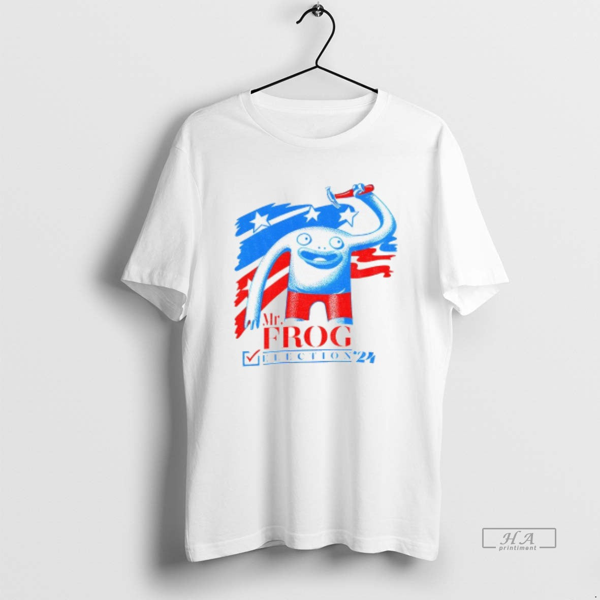 Official Mr Frog Election 24 Patriotic Red Blue Frog Graphic