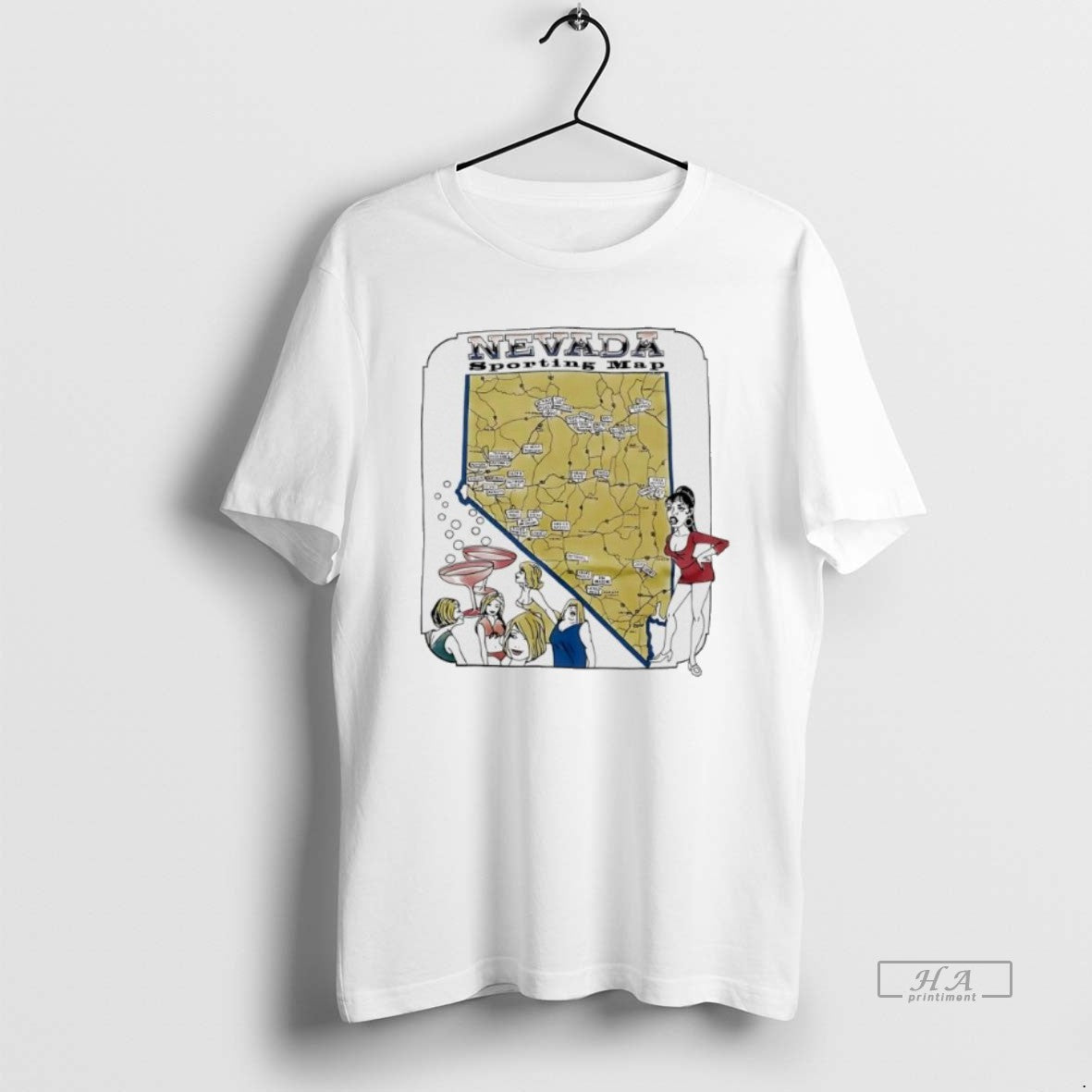 Official Nevada Sporting Map Cartoon Vintage