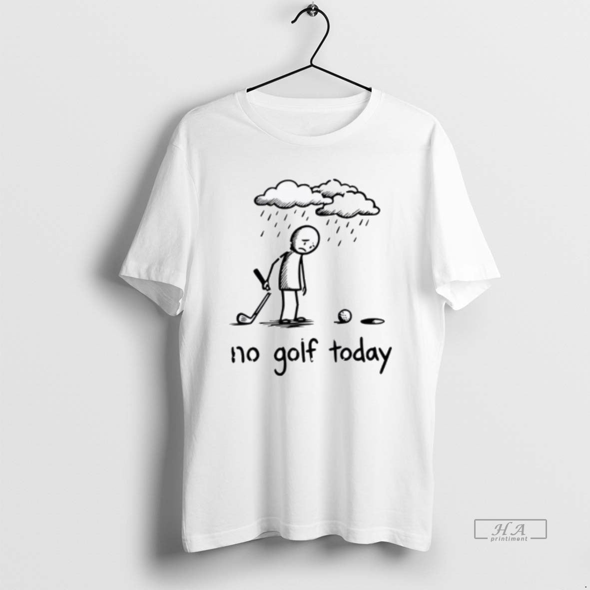 Official No Golf Today Sad Graphic Stickman Golfer Figure