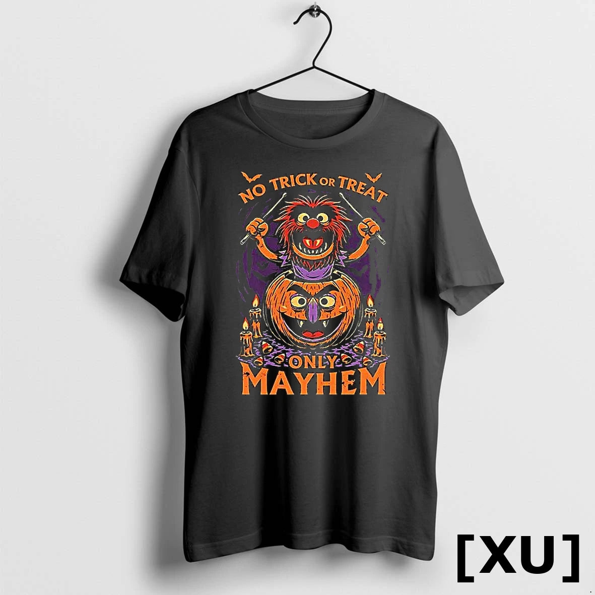 Official No Trick Or Treat Only Mayhem Puppet Pumpkin Halloween Tshirts Sweater
