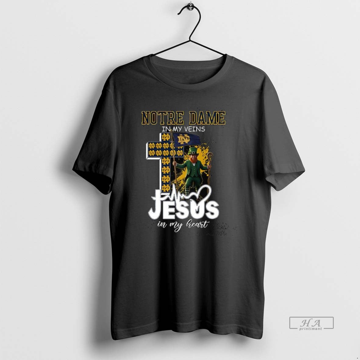 Official Notre Dame Fighting Irish Mascot In My Veins Jesus In My Heart Flag