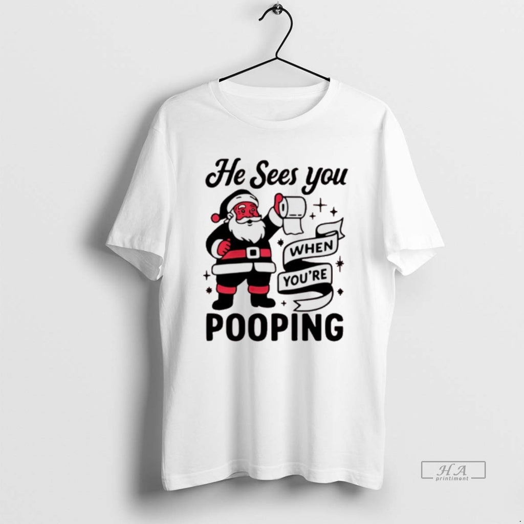 Official Santa Claus He Sees You When Youre Pooping Christmas