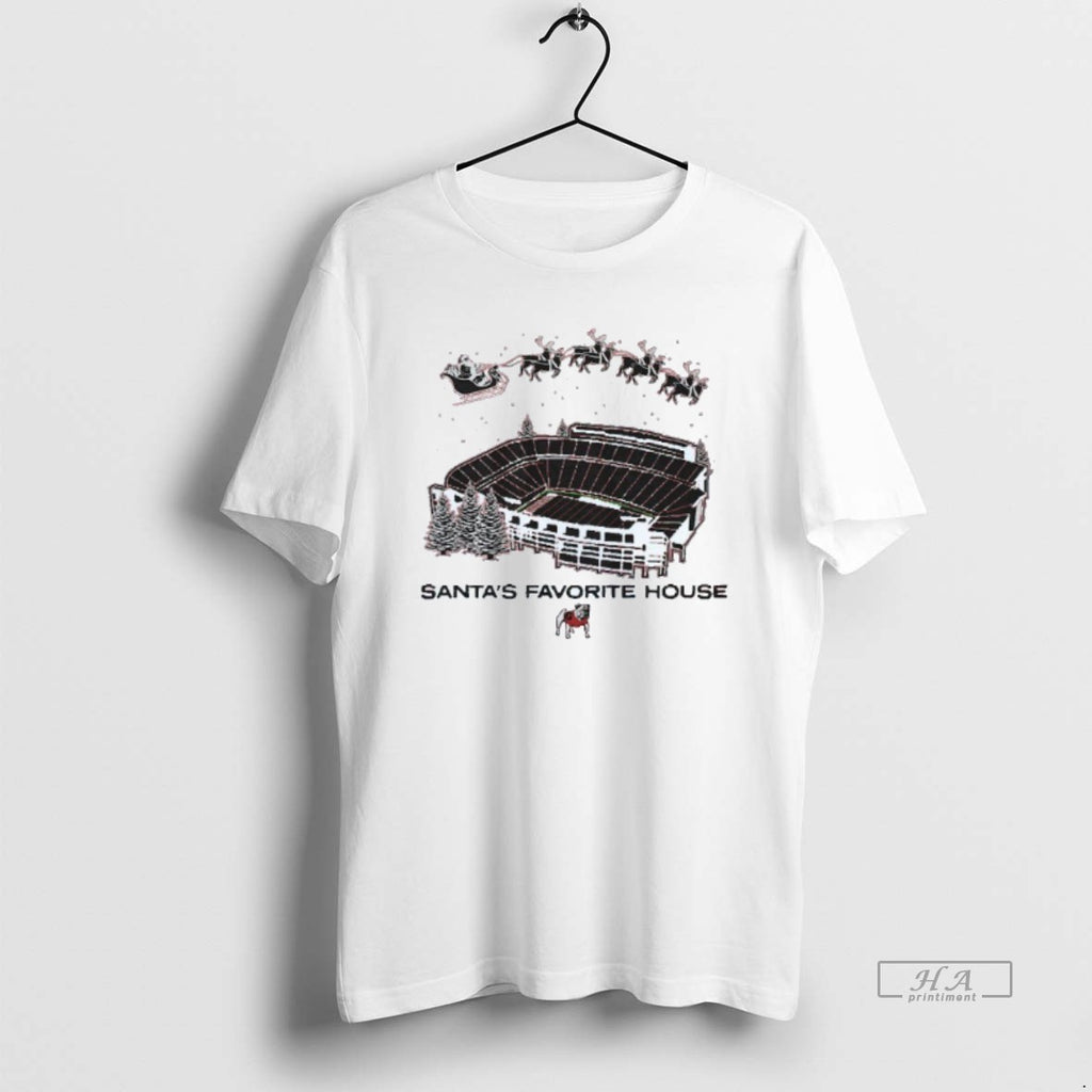 Official Santas Favorite House Georgia Bulldogs Football Mens White
