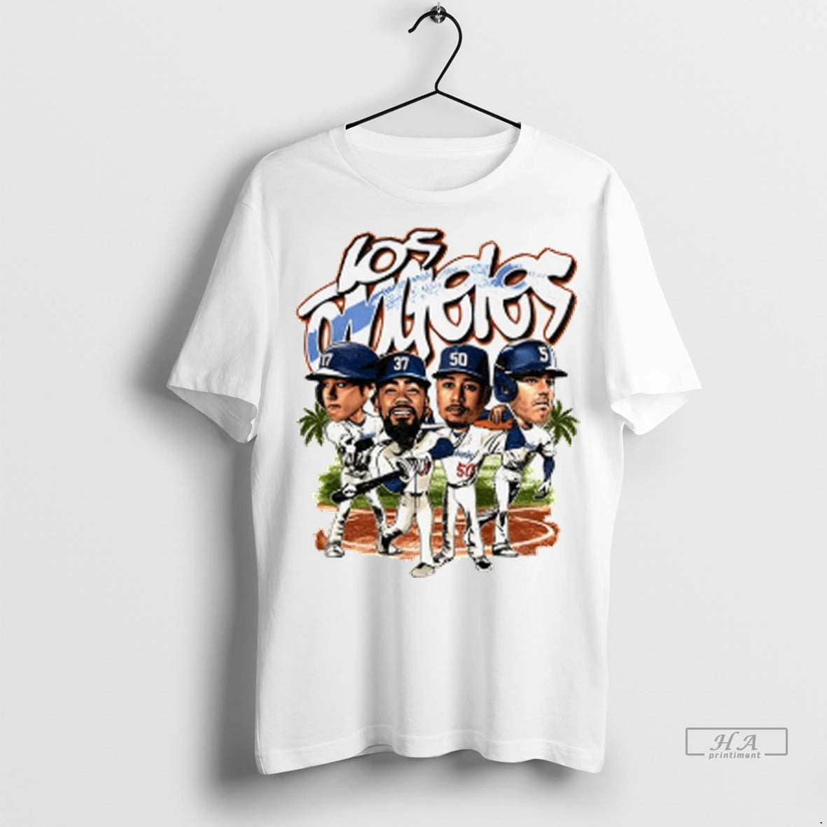 Official Shohei Ohtani Teoscar Hernandez Mookie Betts Freddie Freeman Los Angeles Dodgers Caricature Mlb Summer